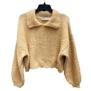 Zara Women's Tan Cowl Neck Sweater